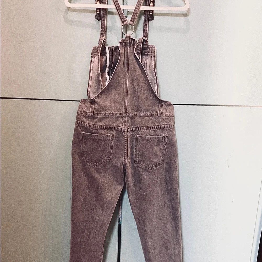Gray cactus 🌵 overalls with front pocket panels; hidden buttons are intact. - Picture 5 of 16